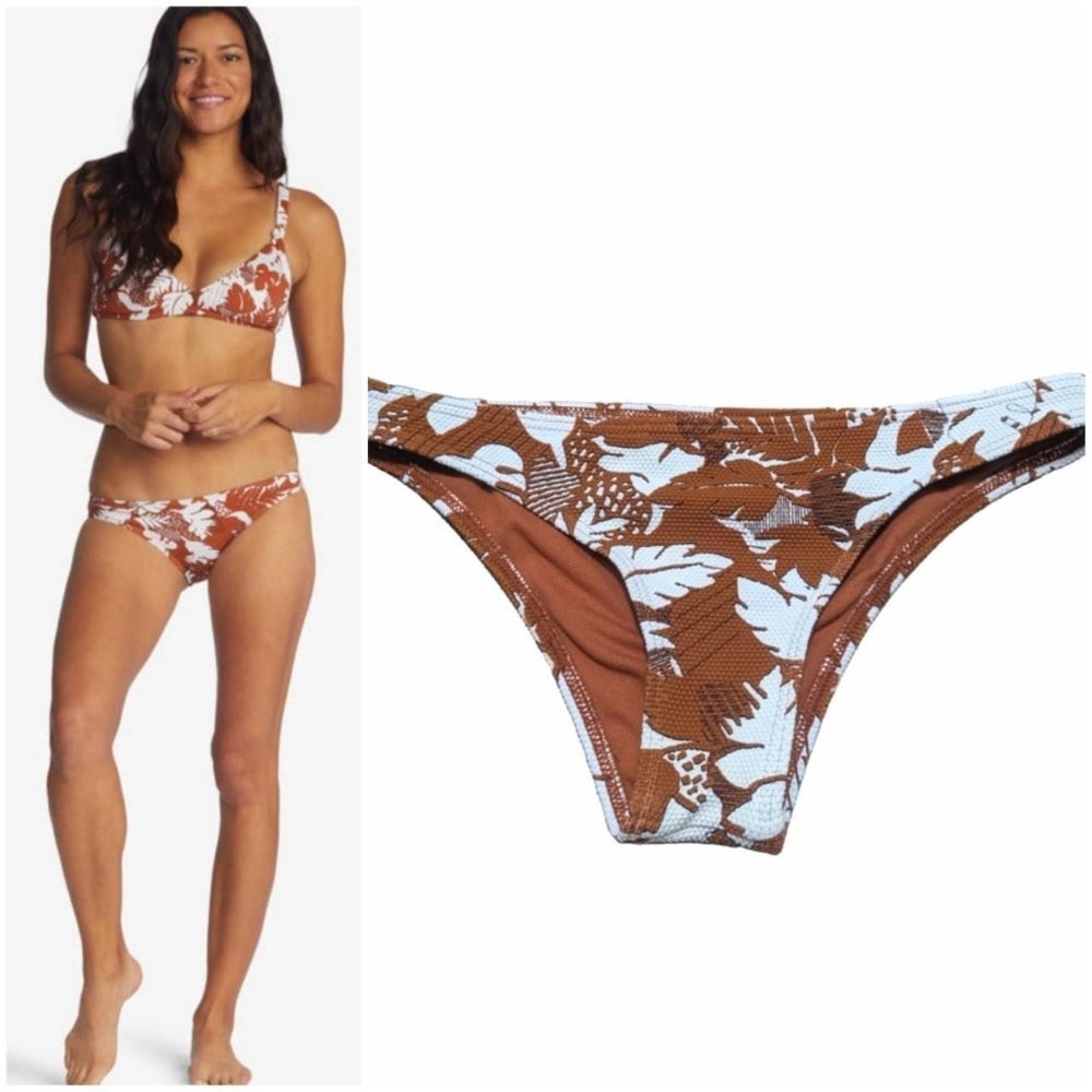 Roxy Endless Swell Moderate Bikini Bottoms Swimsuit Baked clay retro floral XS